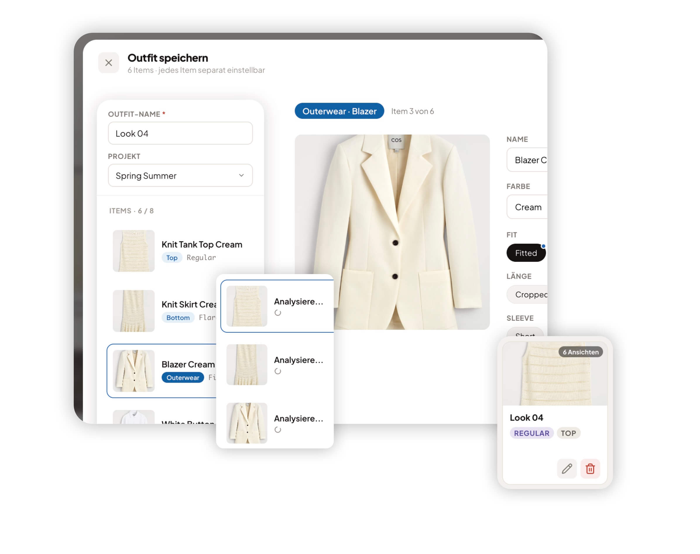 Outfit management with category and fit
